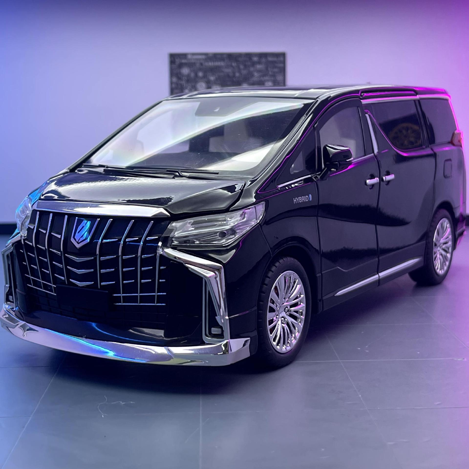 Coche a modelo de coche de aleación 1:18 Toyota Alfa Vehículo comercial Back Force Sound Light Boy Modelo de coche Decoración de juguete