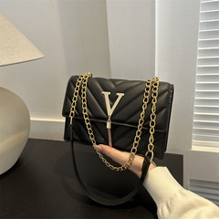 鏈條流蘇小方包包女包2023冬新款時尚繡線單肩包斜挎包支持混批發