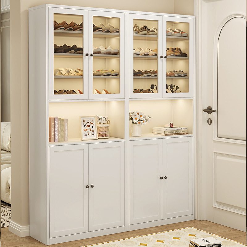 Household Steel Shoe Cabinet Entrance Entrance Integrated Floor-Standing Multi-Layer Dust-Proof Shoe Rack Wall-Mounted Large-Capacity Storage Cabinet