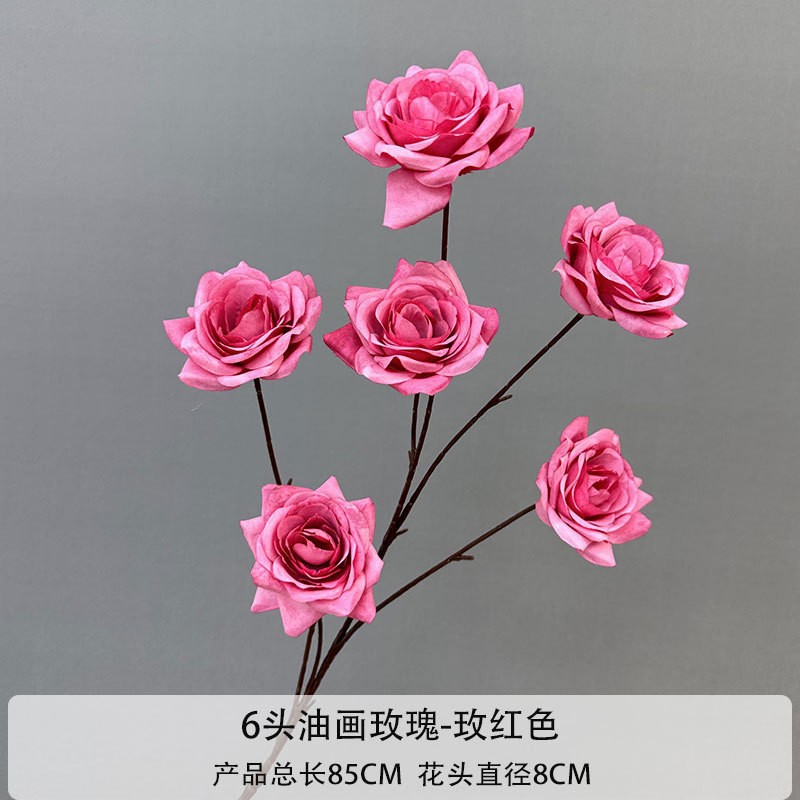 6 bông hồng vẽ tranh sơn dầu