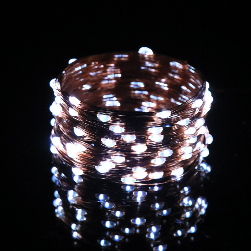 Guirnalda de luces solares con cable de cobre, luces LED impermeables para jardín al aire libre, luces decorativas con control remoto de 8 funciones, luces de ambiente navideño