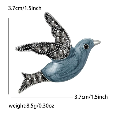 New Cartoon Alloy Enamel Peace Dove Brooch Exquisite Creative Men's and Women's Suit Cardigan Corsage Jewelry Pin (Yaxa sancaqları) - black-4879-bk