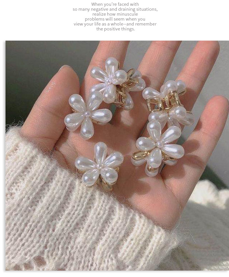 Koreanische Retro Perle Gänseblümchen Blume Haarnadel display picture 7