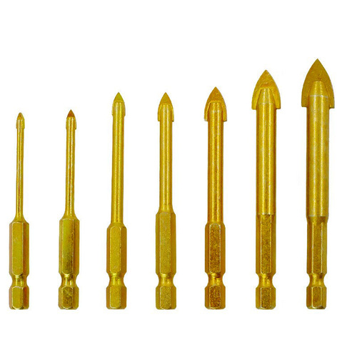 Triangular drill glass tile concrete drill bit hexagonal handle cross electric hand drill hole opener alloy drill