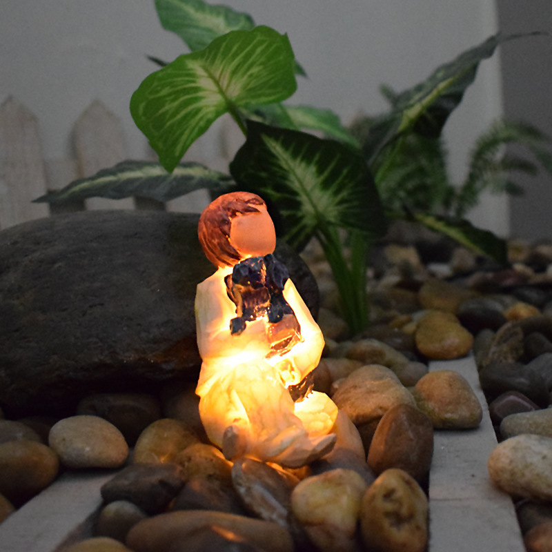 Home Window Display Boy Resin Exquisite Little Prince Crafts Ornaments Home Decoration Doll Night Light