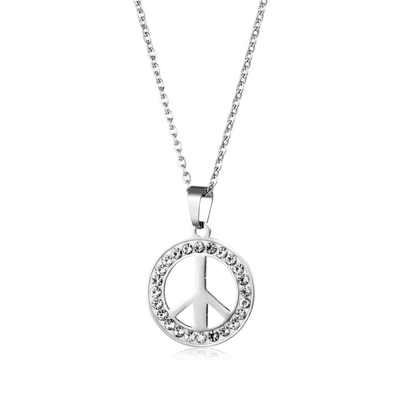 Collier Simple Signe De Paix Anti-guerre En Acier Inoxydable En Gros Nihaojewelry display picture 1