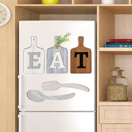 MS242英文EAT刀叉勺子木牌家居装饰墙贴厨房贴拍摄背景厨房布置