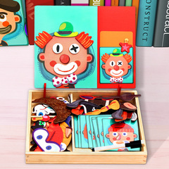 Wooden facial features magnetic jigsaw puzzle puzzle changing magnetic stickers 3-6 years old kindergarten children early education educational toys