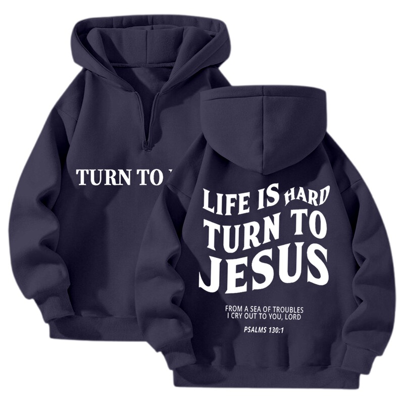 Sweater New Autumn Clothing European and American Letter Hooded Sweater Casual Men's and Women's Wide 1/4 Zipper Loose Hoodie