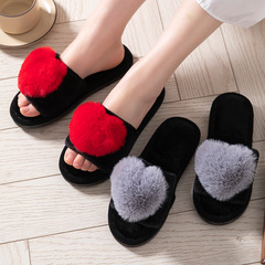 Love open-ended furry open-toed foreign trade cross-border warm autumn and winter open-toed cotton slippers Amazon home slippers