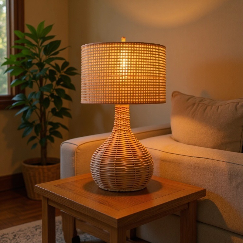 Lámparas de escritorio transfronterizas artesanías de tejido retrógrado natural estilo minimalista diseño profesional fábrica al por mayor