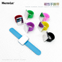 跨境硅膠磁鐵手環拍拍帶磁力吸針器美發用品硅膠手腕帶批發
