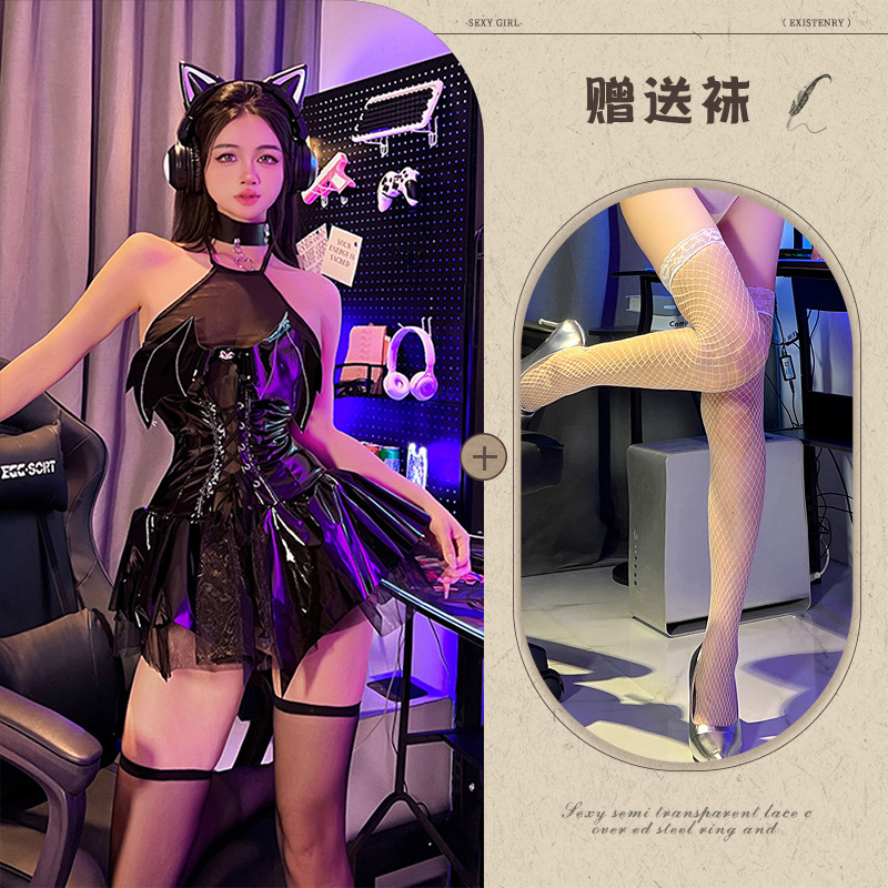 Black + white fishnet stockings