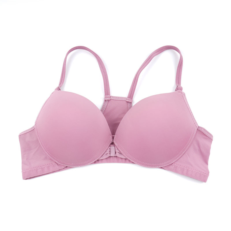 Sin anillo de acero, lazo delantero sexy, ropa interior de belleza, brillante, sujetador sin marcas, cómodo, sujetador pequeño anti-caída.