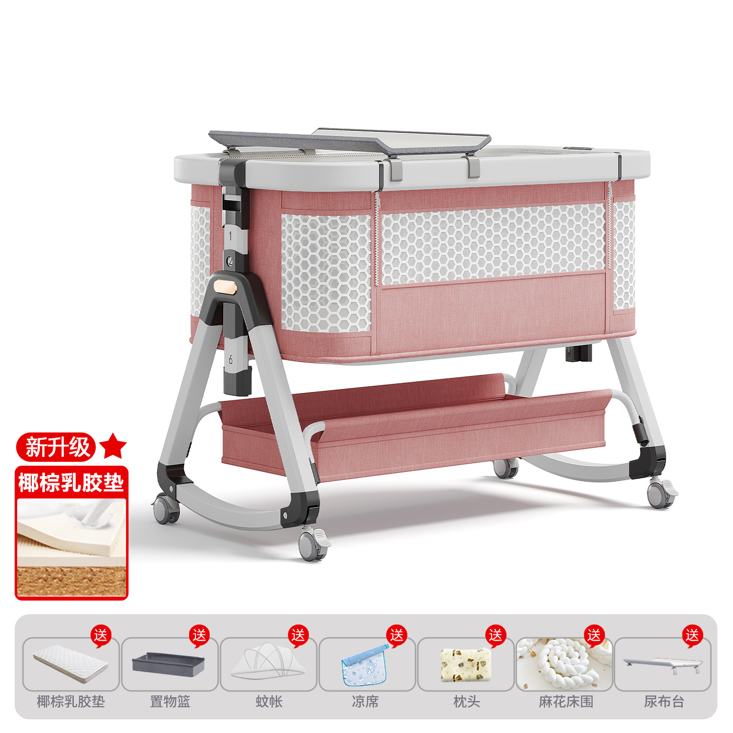 Cama de bebé móvil portátil cuna cama plegable multifuncional BB cama para recién nacidos empalme cama grande