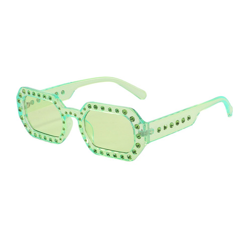 European and American small square sunglasses for men and women, rhinestone cross-border best-selling sunglasses, PC material, personalized women's sunglasses, UV400