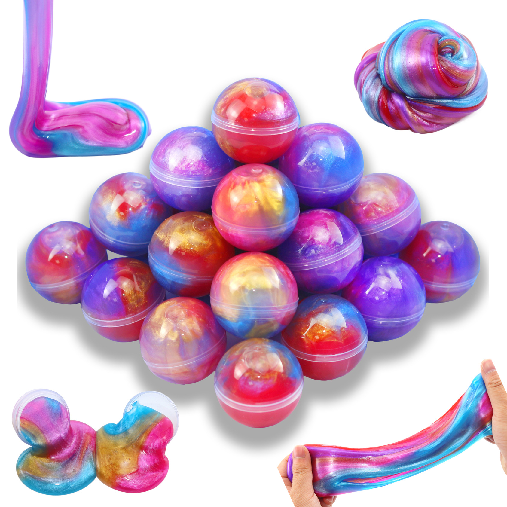 Cross-Border Space Pearlescent Slime Starry Sky Crystal Slime Plasticine Colorful Ball Colored Mud Toy Manufacturer