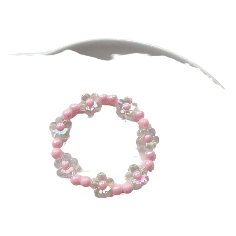 New Macaron Dopamine Children's Flower Transparent Colorful Bracelet Elastic Beaded Girl Baby Toy Gift