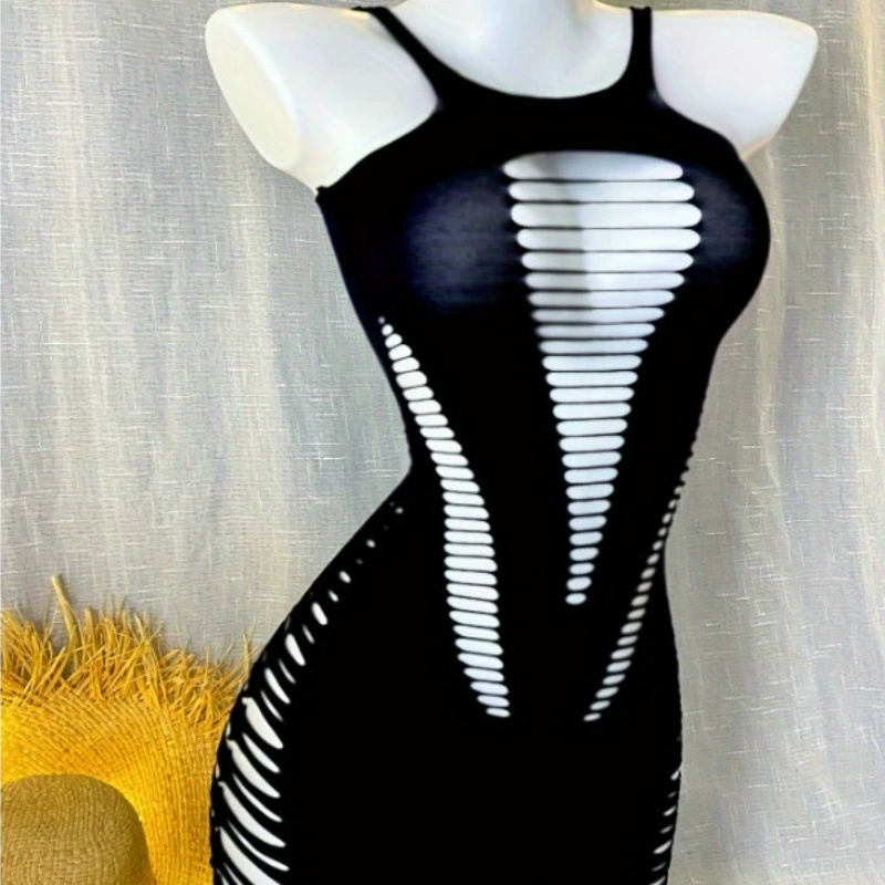 1 шт. Сексуальное платье с ажурными рукавами, высокая эластичность, трикотажное, для трансграничной торговли