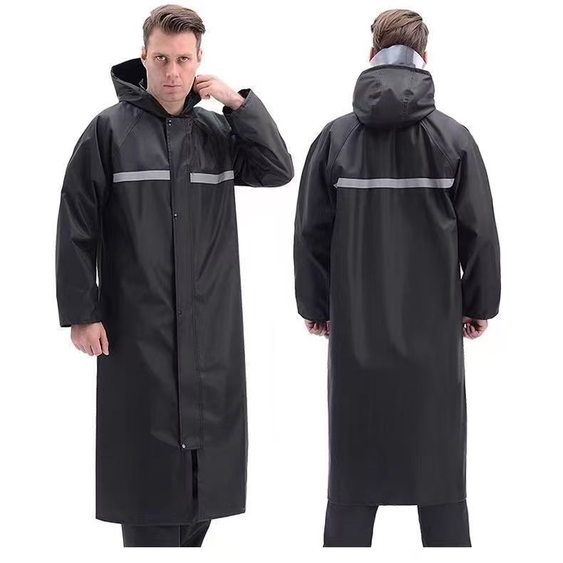 Capa de lluvia para adultos larga unida a prueba de tormentas para hombres y mujeres al aire libre a pie gruesa capa de lluvia reflectante de todo el cuerpo