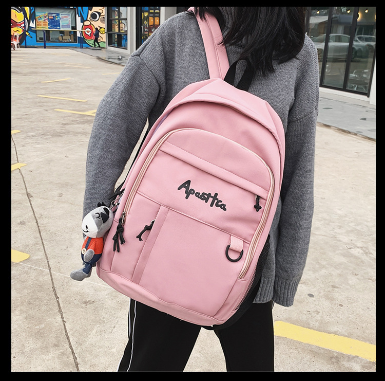 Wholesale Simple Large-capacity Solid Color Letter Embroidery Backpack Nihaojewelry display picture 9