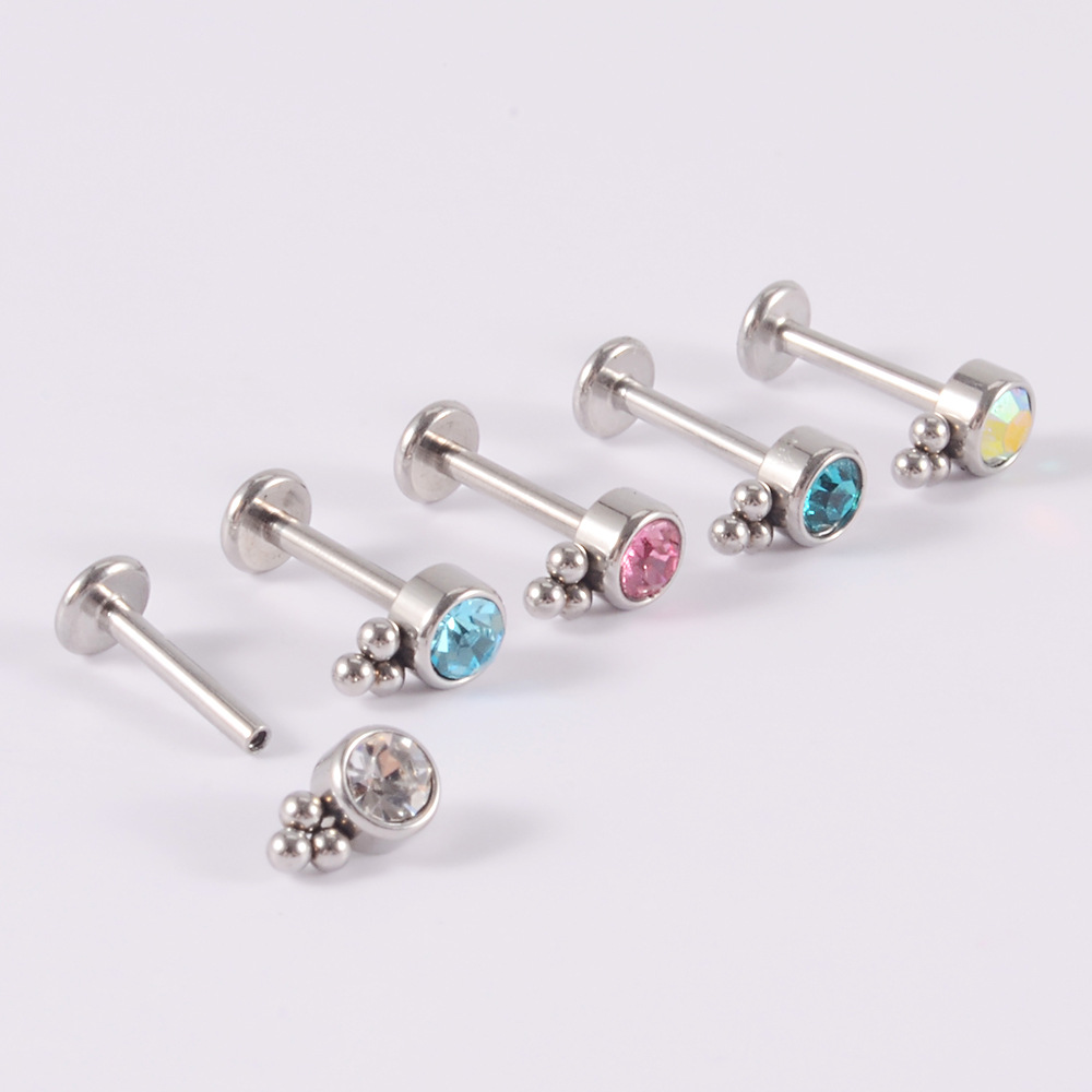 1 Pièce Boucles D'Oreilles Cartilage Style Simple Géométrique Acier Inoxydable 304 G23 Titane Acier Inoxydable Placage Incruster Strass display picture 3