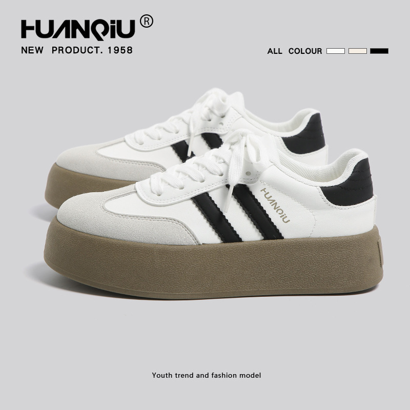 Universal Thick-Soled Moral Training Shoes for Women 2025 Spring New Versatile Retro Popular Height-Increasing Casual Sports Sneakers