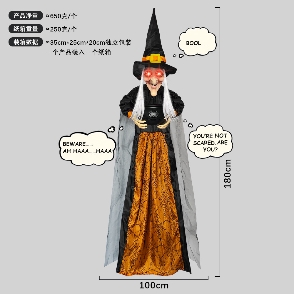 Muñeca Fantasma Colgante con Voz Activada, Brillante y que Grita, para Decoración de Halloween, Casa Embrujada, Escape Room, Serie Bruja