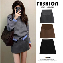 网红款孕妇短裙秋季韩系毛呢孕妇短裙a字半身裙高腰显瘦包臀裙子