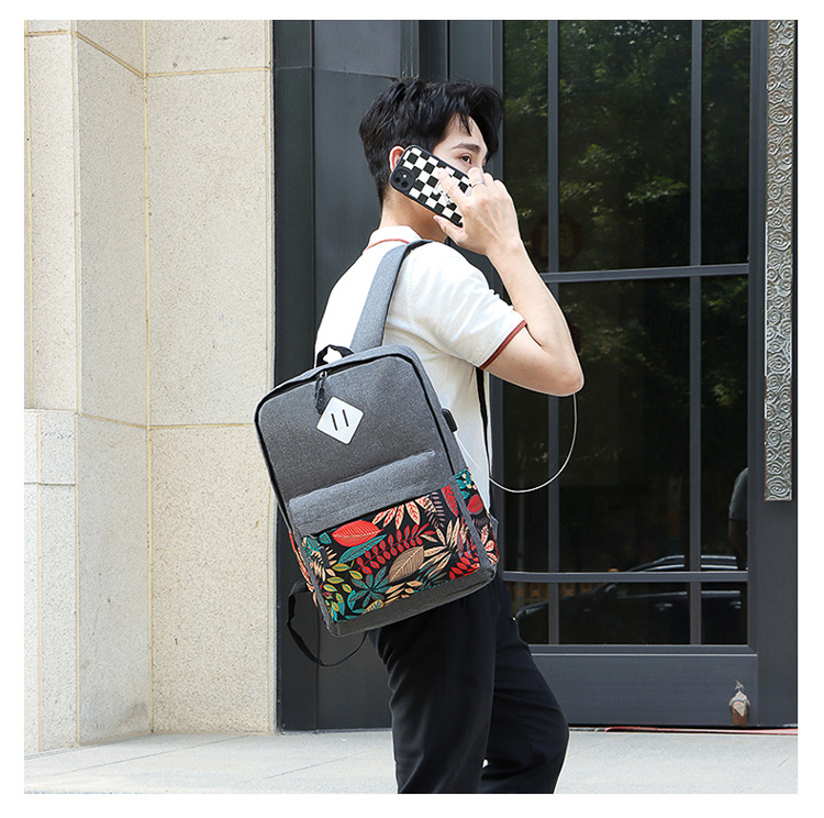 Unisex Flower Oxford Cloth Zipper Functional Backpack Laptop Backpack display picture 11