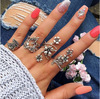 Set, fashionable retro ring, European style, Mori, flowered