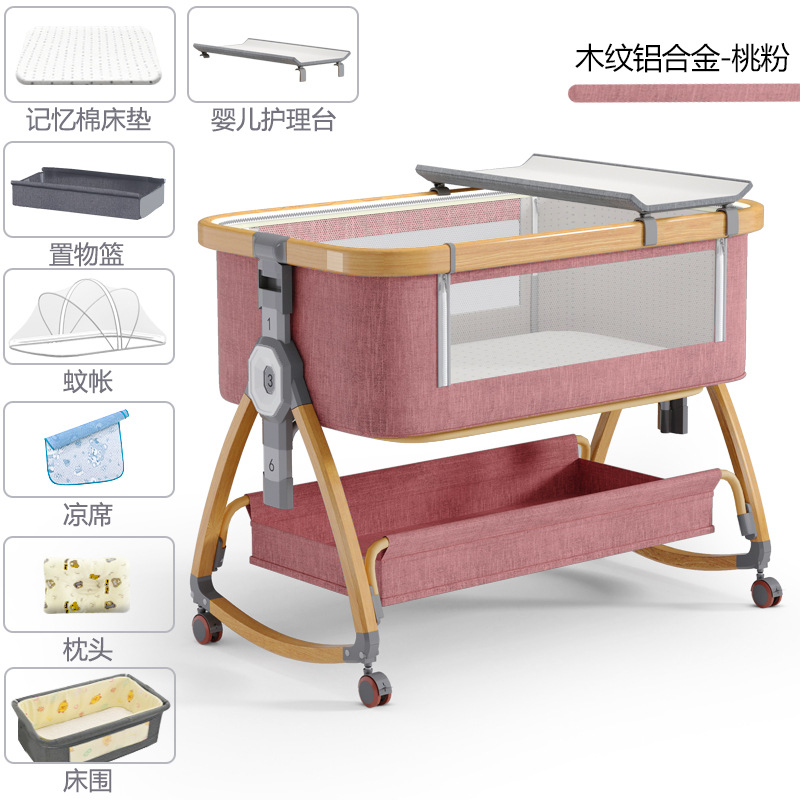 Cuna de bebé recién nacido cama costura Cama grande Baby Shaker BB cama de los niños cuna cama multifuncional móvil plegable