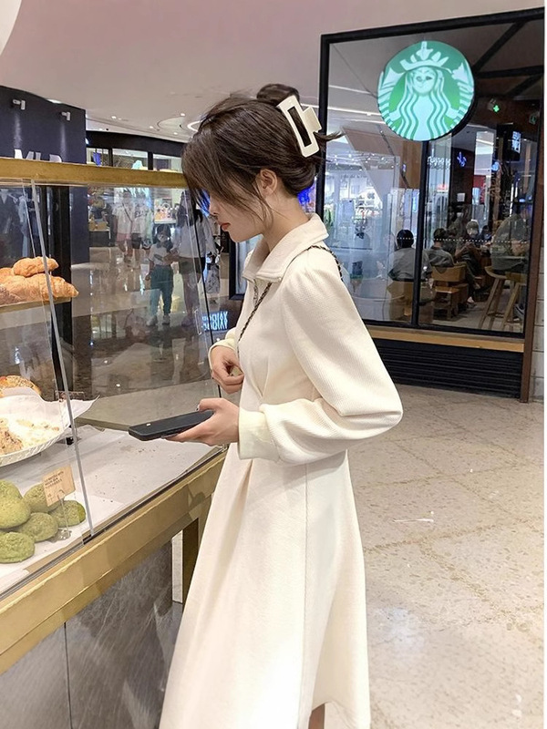 秋季新款2024女收腰显瘦裙子大码长袖加绒加厚修身连衣裙女|undefined