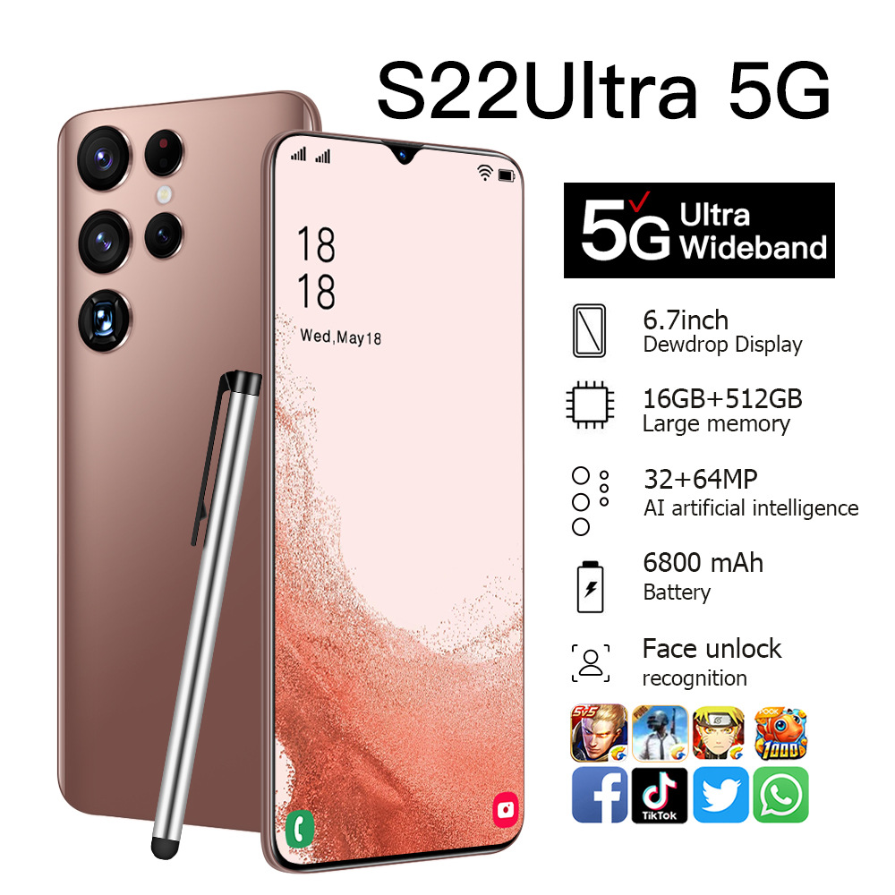 S22Ultra5g new spot cross-border 6.3 inch Android smartphone manufacturers overseas distribution of foreign trade mobile phones