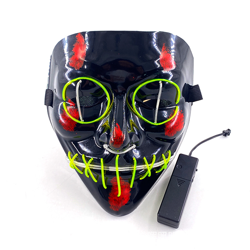 EL de dos colores de mueca luminosa máscara de cara completa de Halloween Cosplay vestir horror adulto Máscara Luminosa