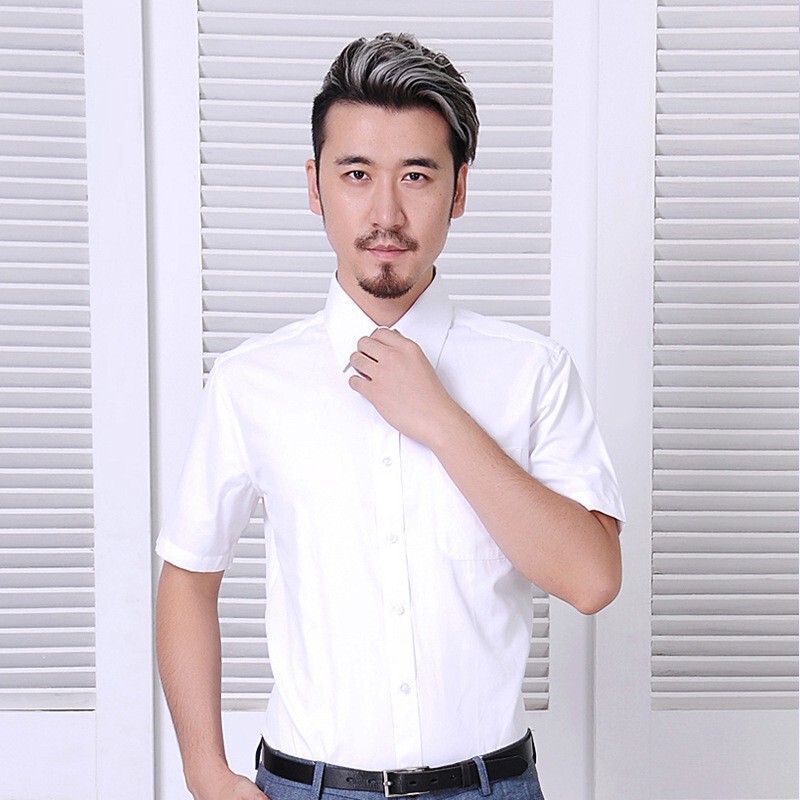 Summer Casual Men's Shirt Men's Summer Short-sleeved Business Dress Tooling Commuting Work Clothes Men's Slim-fit White Shirt