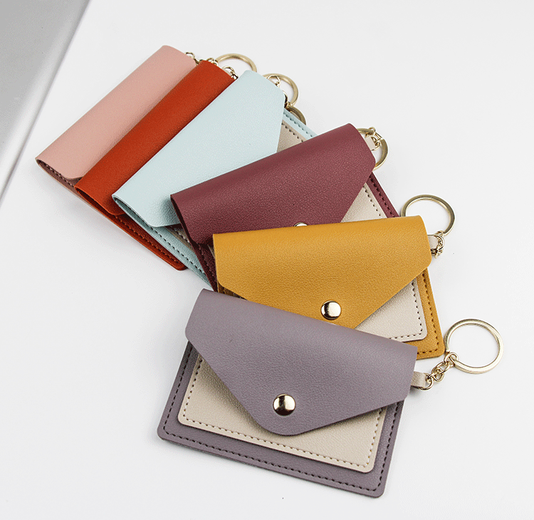 Cute Style Square Shape Women's All Seasons Pu Leather Color Block Cute Square Flip Cover Card Holder