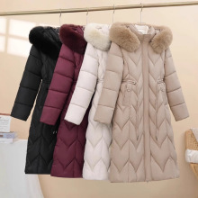 2025外贸棉服冬季女中长款新款修身大毛领棉袄保暖加厚棉衣棉服