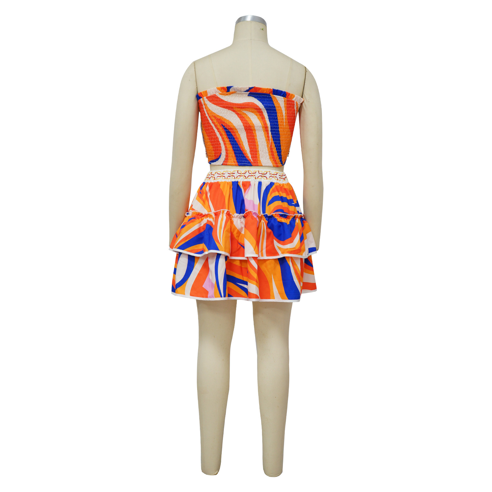 Women Clothing Sexy Sleeveless Backless Skirt Printed Two Piece Suit 11 Women Clothing Sexy Sleeveless Backless Skirt Printed Two Piece Suit