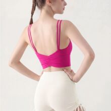 高强度运动内衣女固定胸垫一体式裸感高弹美背带胸垫瑜伽背心