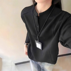 美式复古亨利领长袖t恤男春秋季潮牌新款卫衣正肩内搭打底衫