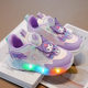 Girls' Kuromi Light Shoes Thick Sole Leather 2025 Spring New Button Shoes Non-slip Casual Shoes Running Shoes Trendy