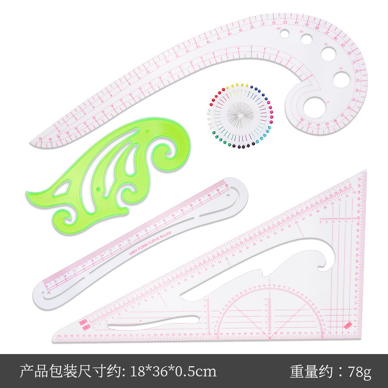 Diseño de ropa Regla de fabricación de patrones Regla de patrones Regla de patchwork Regla de corte Regla de corte Regla de arco Regla suave Regla de coser