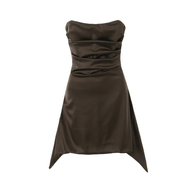 Hot Girl Design Sense Outer Wear Strapless Slim-Fit Irregular Skirt European and American Cross-Border Sexy Fish Bone Tube Top Dress