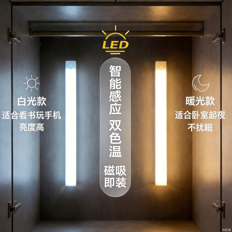 Intelligent Human Body Sensor Light Strip USB Charging Led Wardrobe Light Magnetic Cabinet Wine Cabinet Corridor Aisle Night Light
