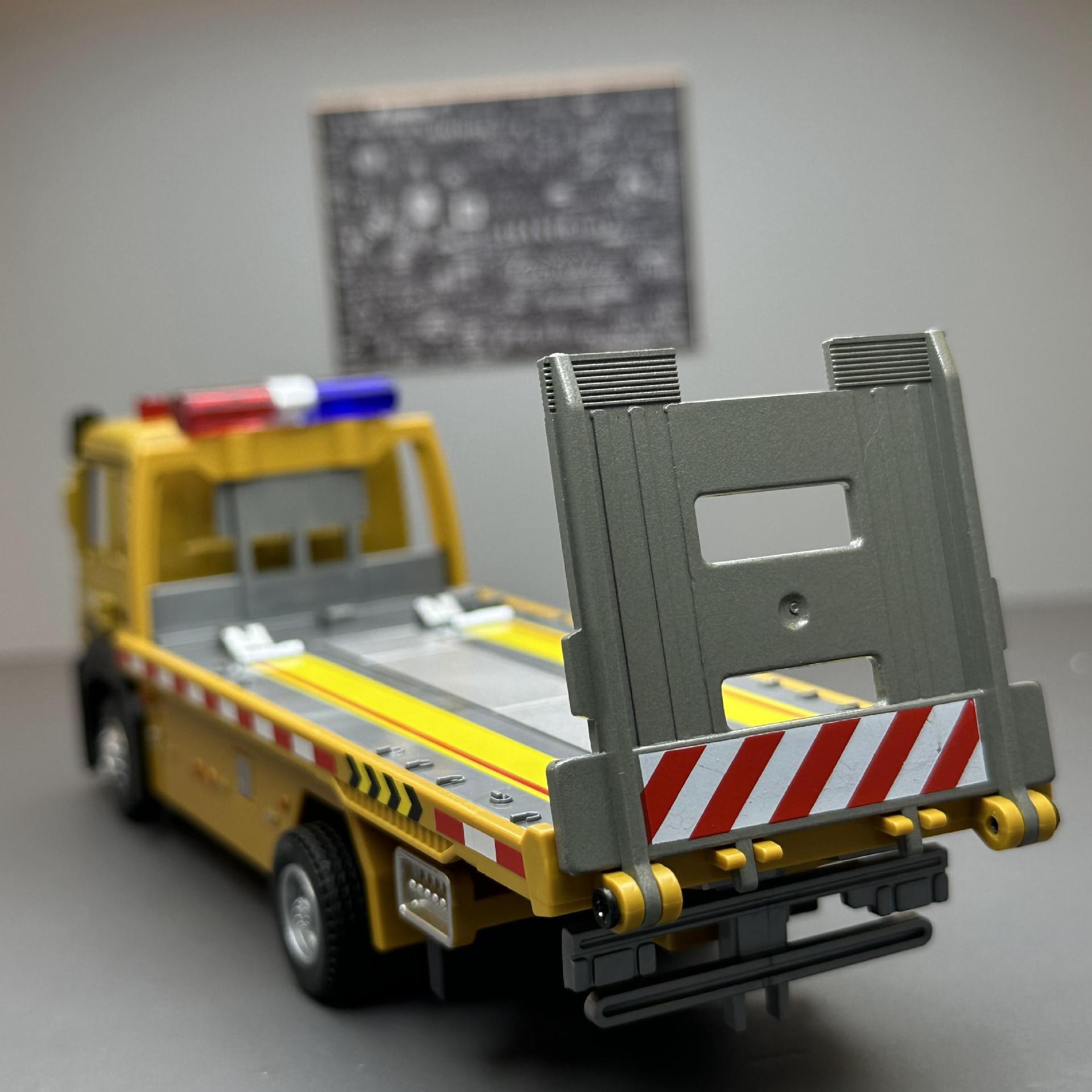 Tianiing aleación coche modelo 1:32 camión plano obstáculo compensación remolque Tire hacia atrás con sonido juguete coche música modelo adornos