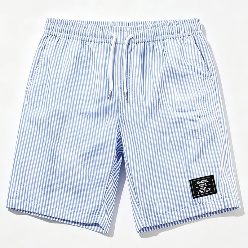 Men's Plaid Striped Sports Capri Pants Loose Fitting Plus Size Casual Summer Shorts_viptrois.com