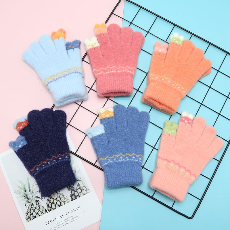 Demi-season children's fleece cartoon keep warm gloves for boys
