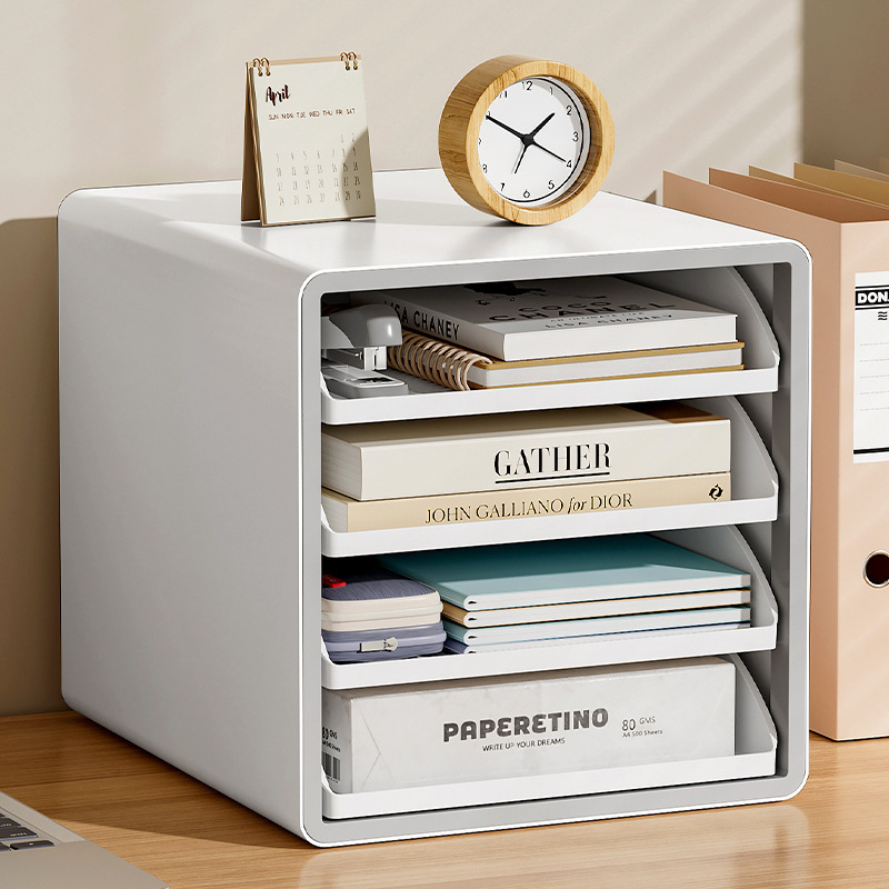Desktop Storage Rack Open Multi-Layer Document Organizer Office Desk A4 Layered Drawer Cabinet Storage Cabinet