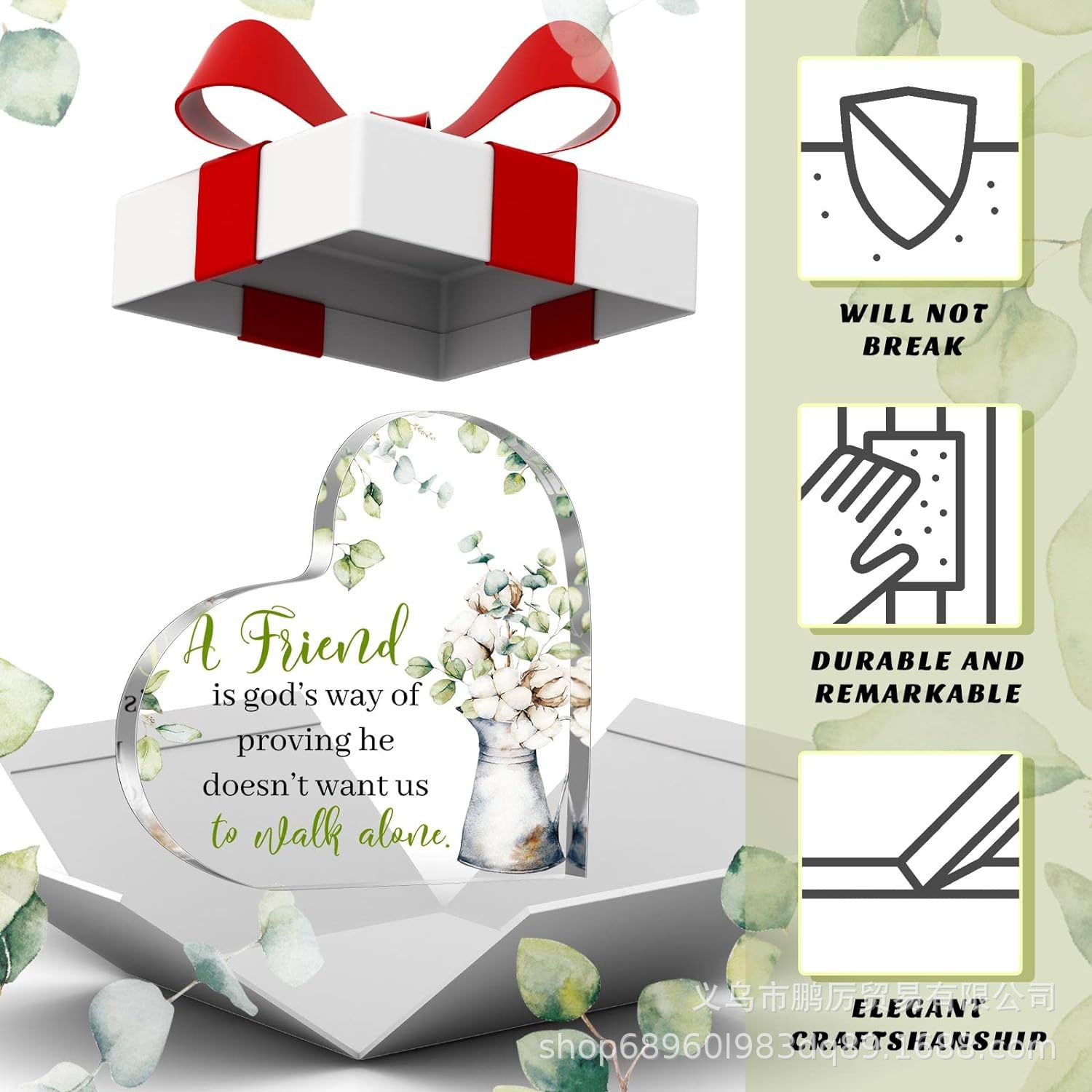 透明亚克力爱心送给朋友的励志礼物送给女性朋友玻璃水晶餐桌装饰